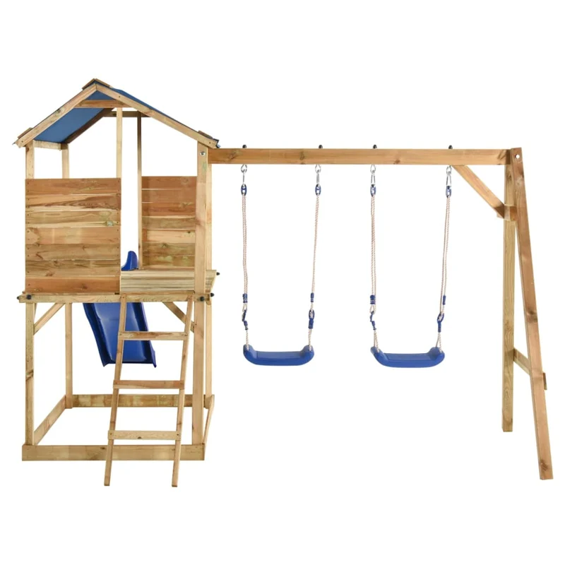 Aire de jeux d'extérieur balançoires toboggan portiques robuste jeux jardin 300 x 220 x 200 cm bois de pin imprégné 02_0004706