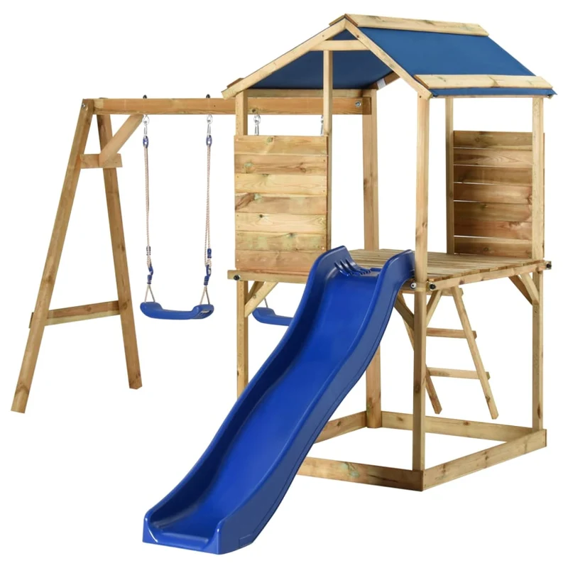 Aire de jeux d'extérieur balançoires toboggan portiques robuste jeux jardin 300 x 220 x 200 cm bois de pin imprégné 02_0004706