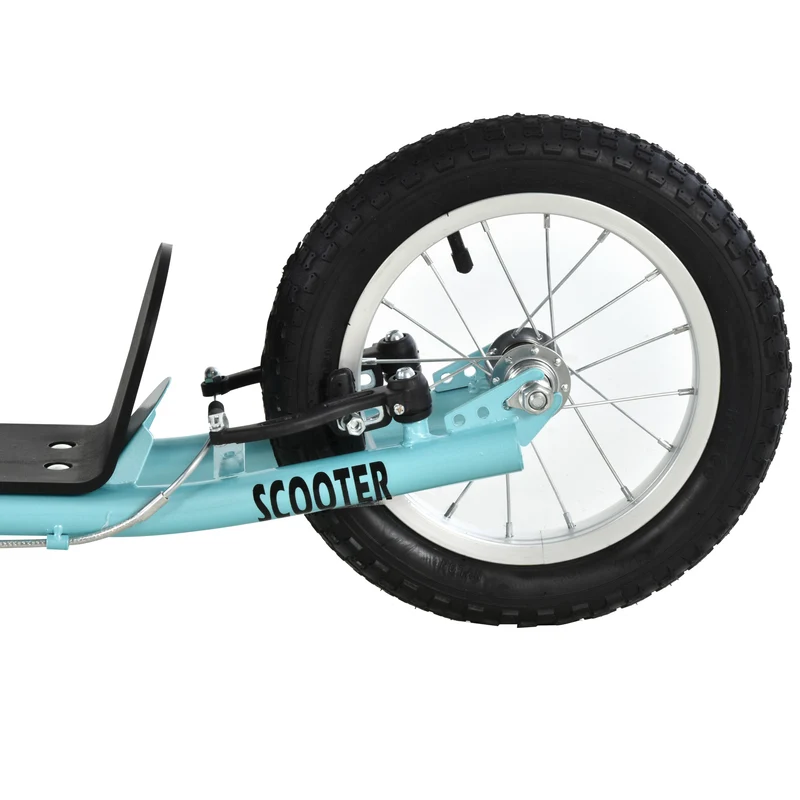 Trottinette pour enfants et grands 135 x 58 x 94 cm pneus gonflables guidon réglable moderne tendance en acier bleu ciel 21_0000669