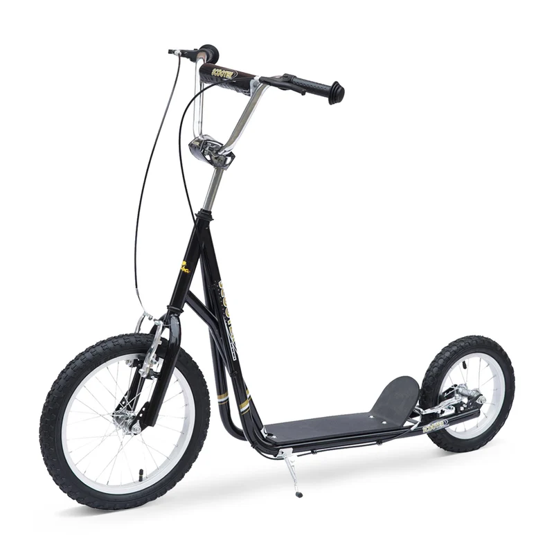Trottinette enfant tout terrain 135 x 58 x 100 cm pneus gonflables guidon réglable design moderne jardin en acier noir 21_0000679
