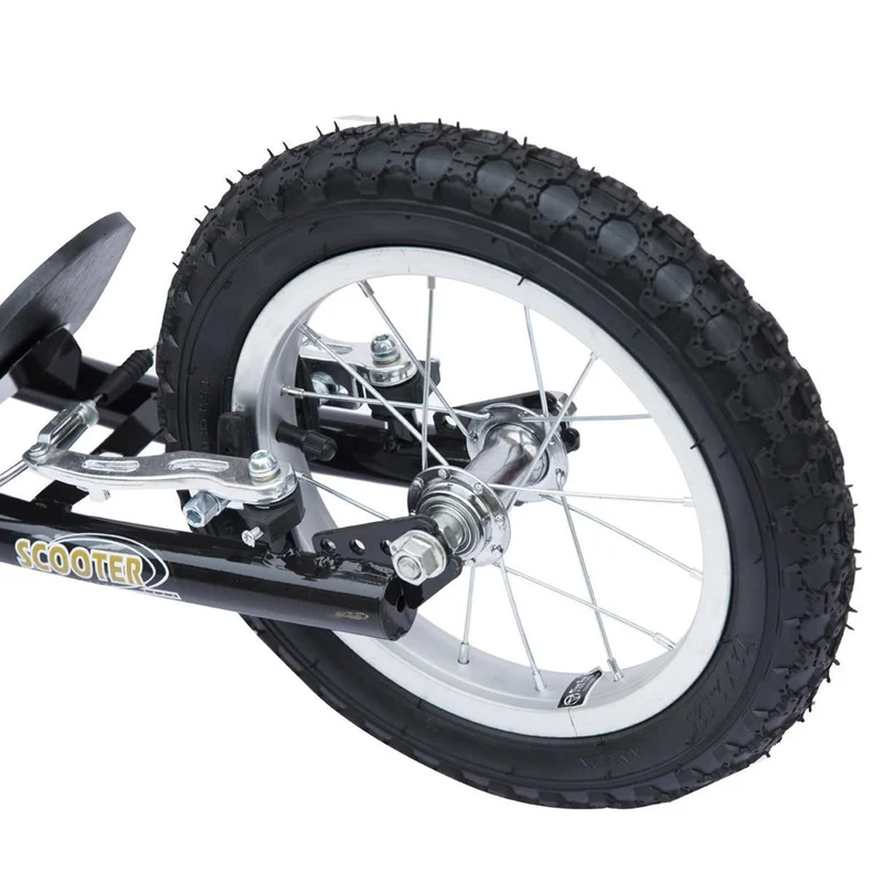 Trottinette enfant tout terrain 135 x 58 x 100 cm pneus gonflables guidon réglable design moderne jardin en acier noir 21_0000679