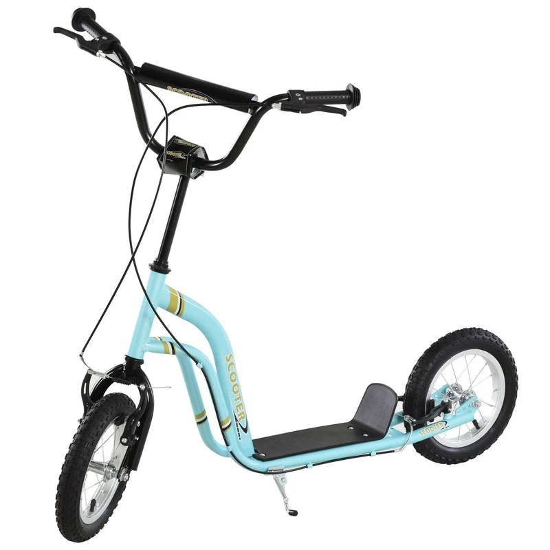 Trottinette enfant 5 ans et plus 120 x 58 x 85-95 cm guidon réglable freins avant et arrière moderne en acier bleu 21_0000667