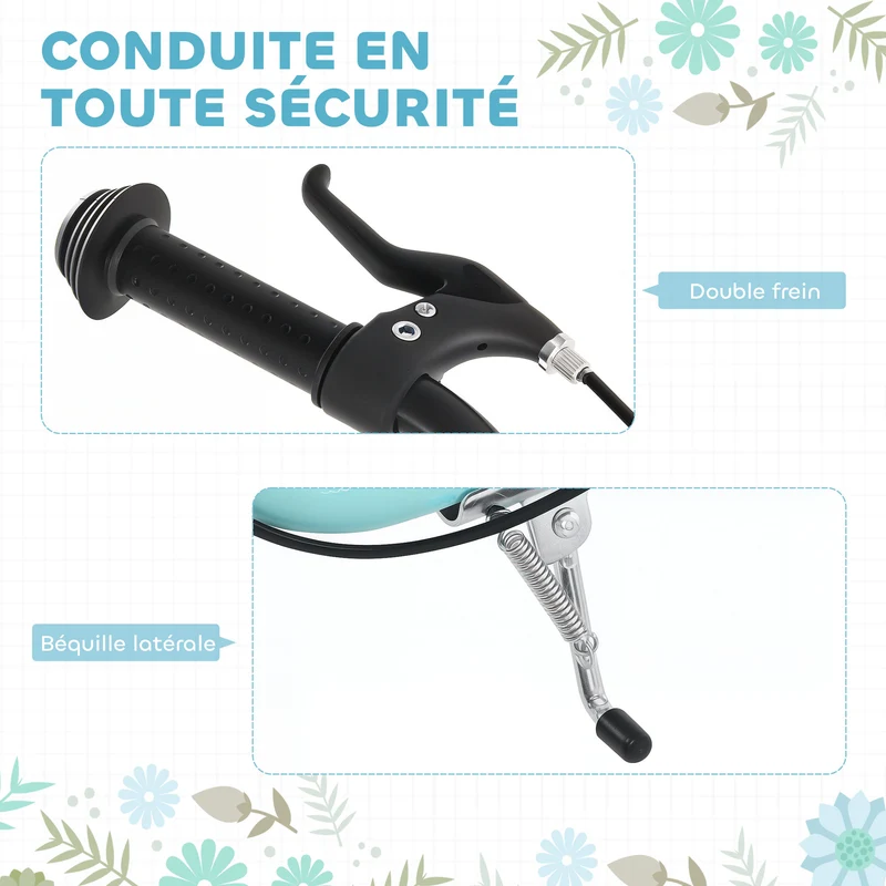 Trottinette enfant 5 ans et plus 120 x 58 x 85-95 cm guidon réglable freins avant et arrière moderne en acier bleu 21_0000667