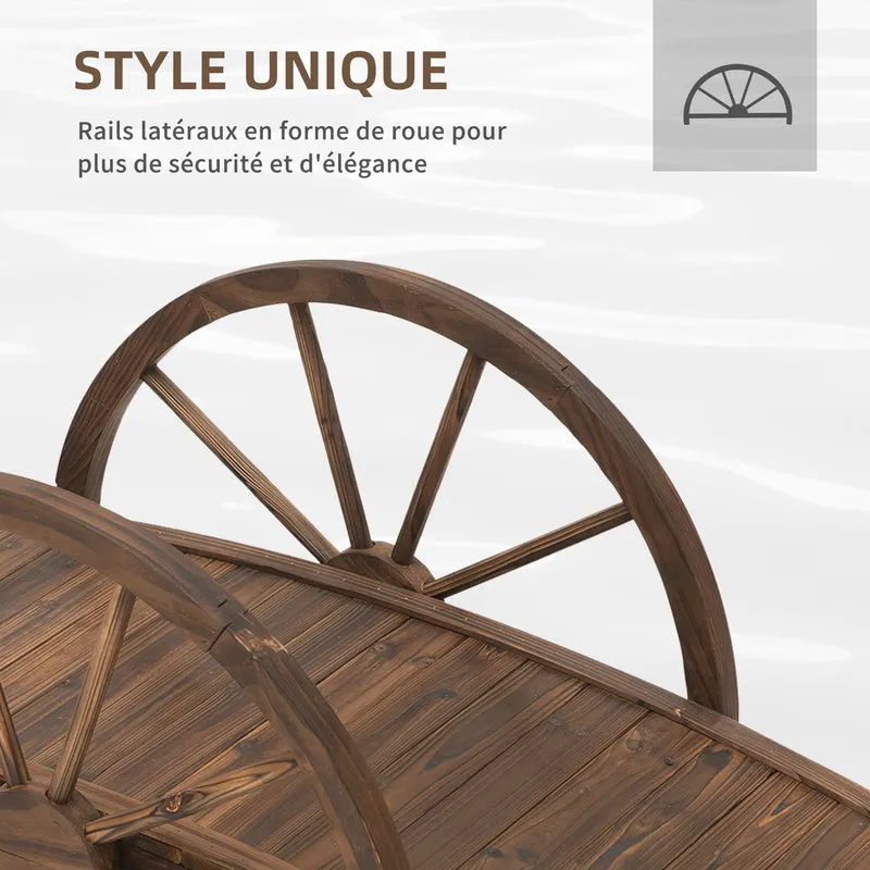Pont de jardin arche incurvée 100 x 50 x 37 cm décoratif sécurisé résistant aux intempéries rustique en bois marron 21_0003939