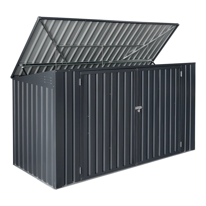 Cache-poubelle pour 3 poubelles gris 03_0009092