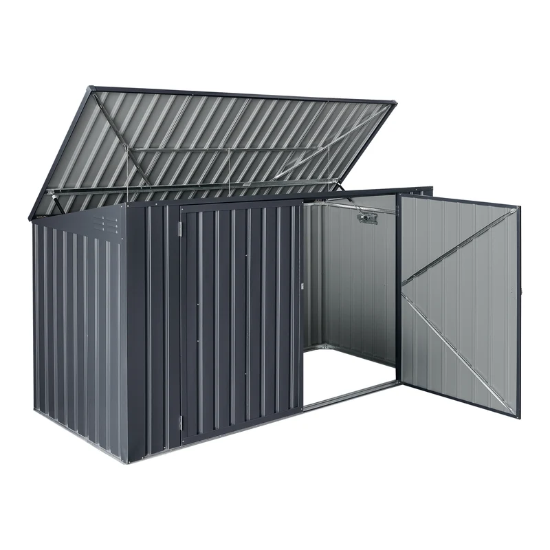 Cache-poubelle pour 3 poubelles gris 03_0009092