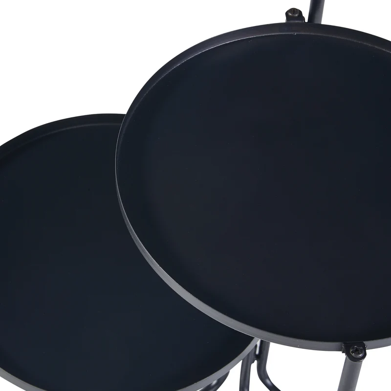 Support de plantes à 3 niveaux métal 70 x 48 x 25 cm noir 03_0010706