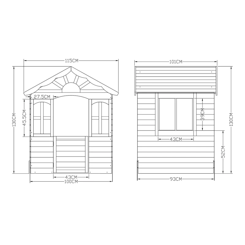 Cabane de jeu d'extérieur 130 x 115 x 101 cm bois de sapin 03_0009086