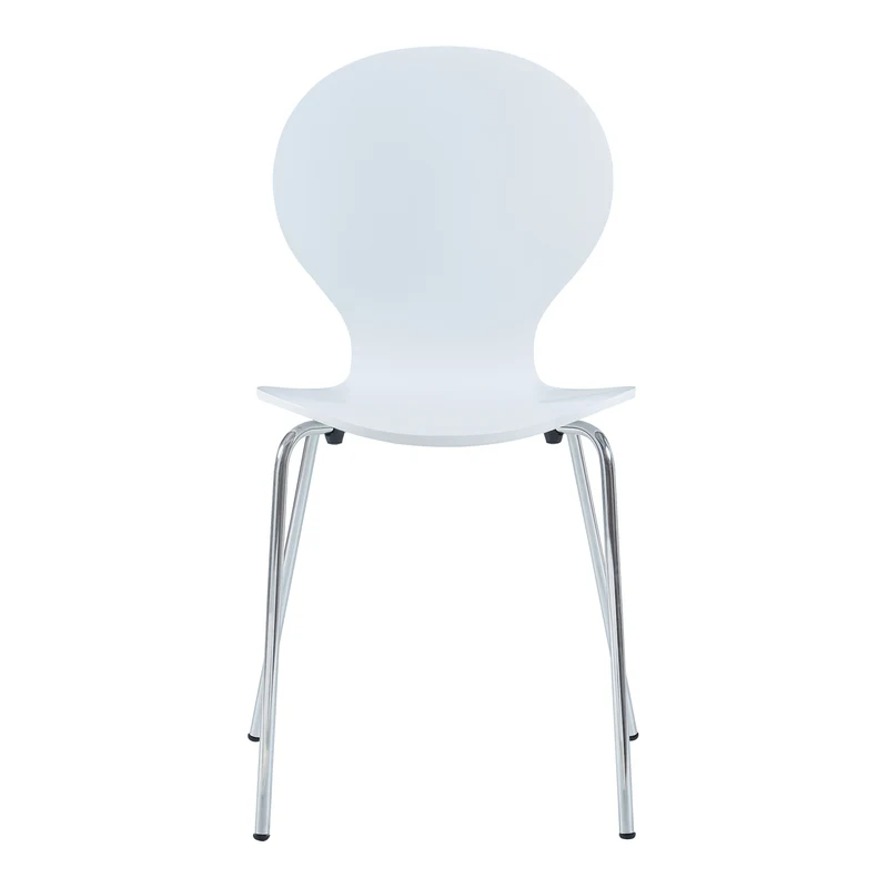 Lot de 4 chaises de salle à manger moderne design robuste blanc chrome 03_0009817