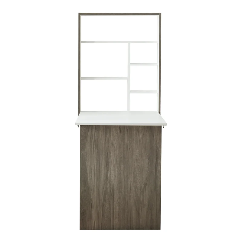Bureau table poste de travail mural pliant 72 x 77 x 59 cm blanc effet bois 03_0009060