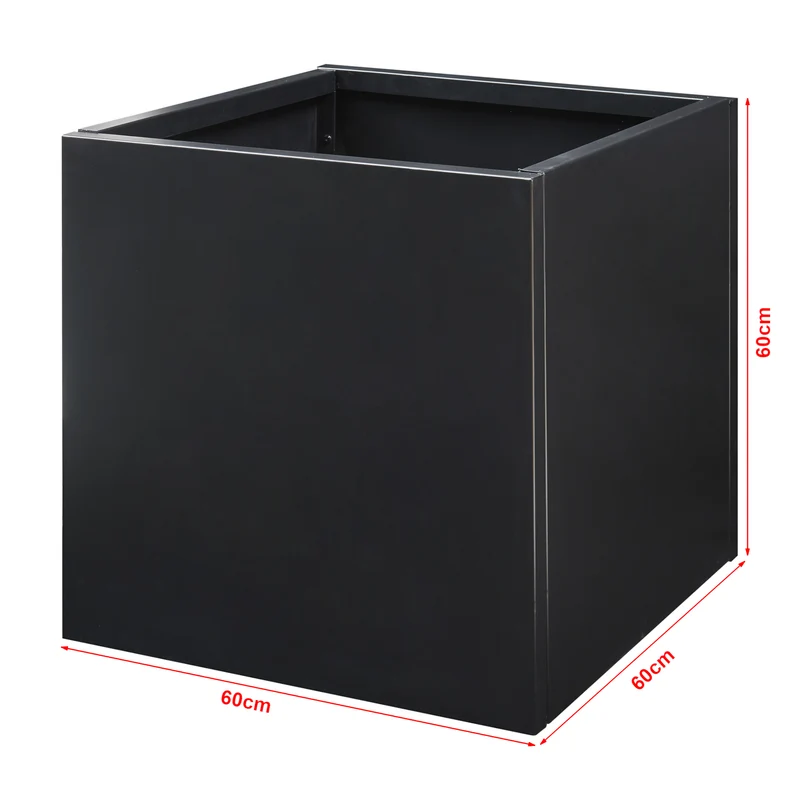 Bac à plantes acier galvanisé 60 x 60 x 60 cm noir 03_0008956