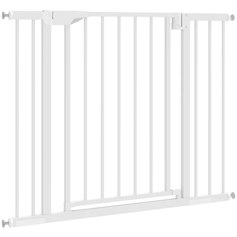 Barrière de sécurité pour portes 76-102 x 76 x 4 cm ouverture à une main double verrouillage moderne en acier blanc 21_0007494
