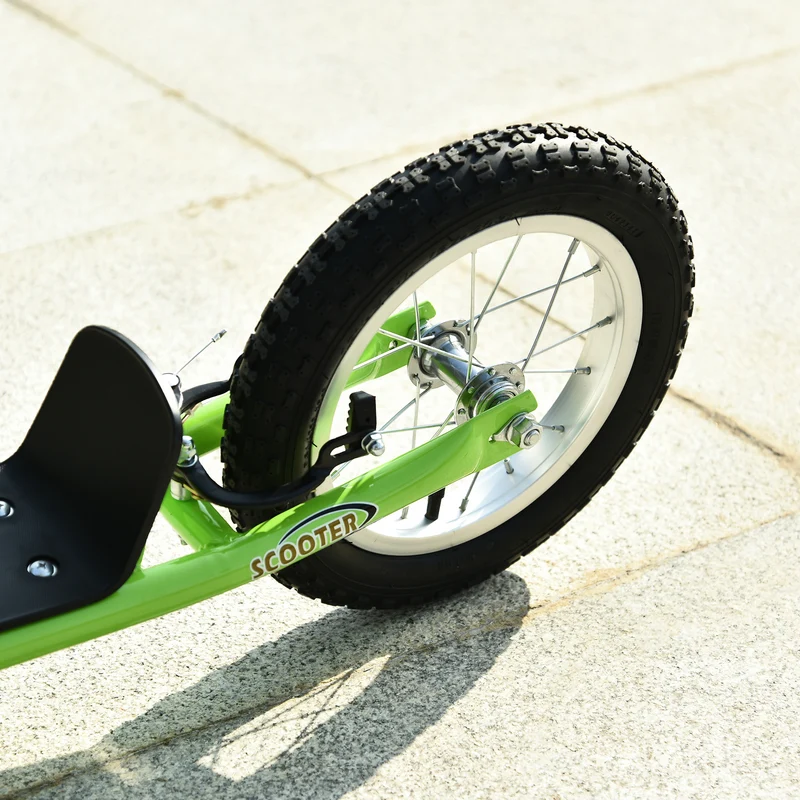 Trottinette enfant grande roues 117 x 52 x 85 cm guidon réglable plateau antidérapant moderne tendance en acier vert 21_0000665