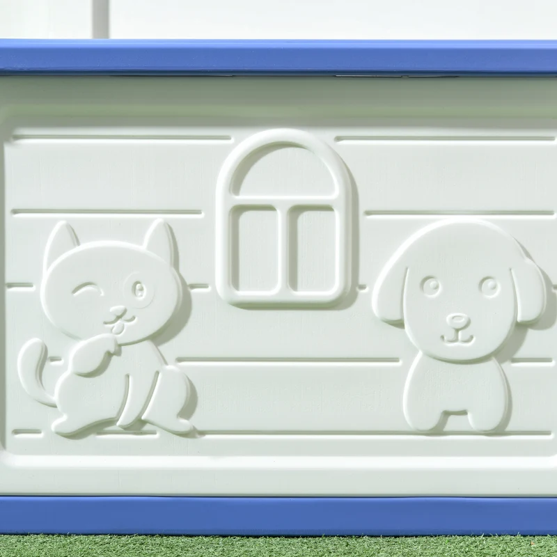 Niche pour chien extérieure surélevée 60 x 42 x 40 cm antidérapante ventilée contemporain jardin en polyéthylène bleu 21_0007307