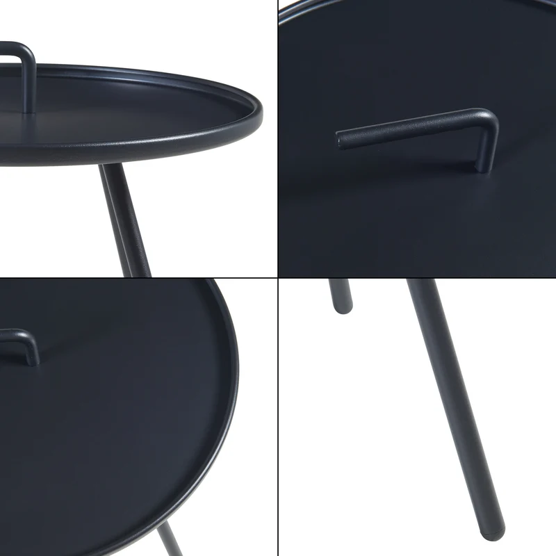 Table d'appoint de jardin acier 55 x 42 cm noir 03_0010903