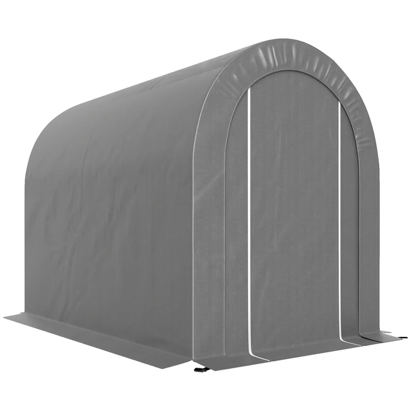 Abri de jardin tente pour vélo 239 x 159 x 190 cm étanche grande porte zippée design contemporain en métal gris clair 21_0005424