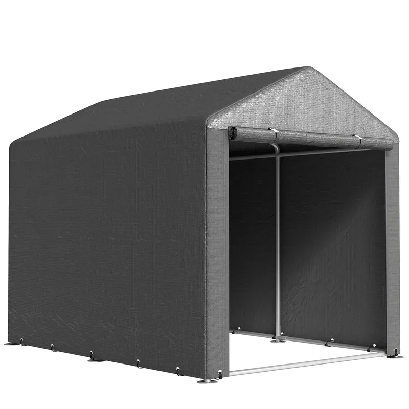 Abri de jardin rangement vélo 160 x 218 x 172 cm porte zippée imperméable contemporain épuré en polyéthylène gris foncé 21_0005475