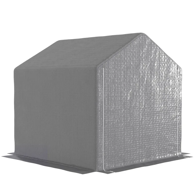 Abri de jardin pour moto et vélo 200 x 200 x 200 cm imperméable porte enroulable moderne extérieur en polyéthylène gris 21_0004756