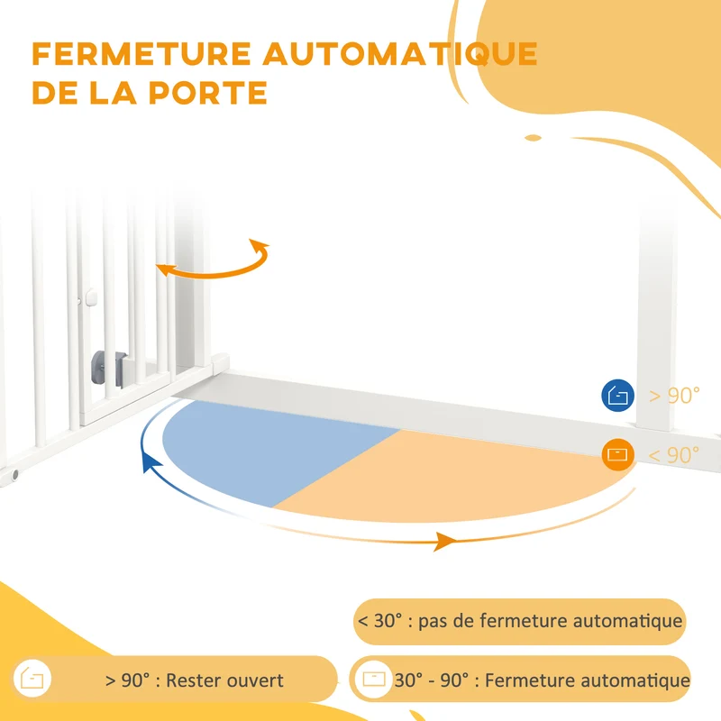 Barrière sécurité animaux 80 x 4 x 76 cm fermeture automatique porte chat réglable design moderne salon en acier blanc 21_0007452