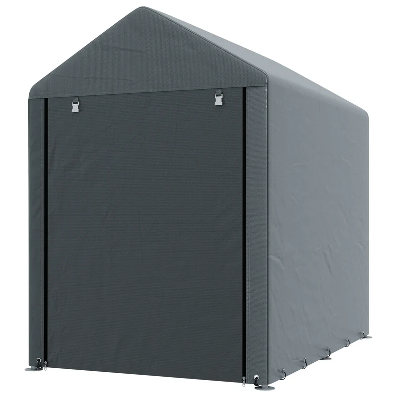 Abri de jardin rangement 120 x 179 x 165 cm protection intempéries porte zippée accès rapide moderne en métal gris foncé 21_0005474