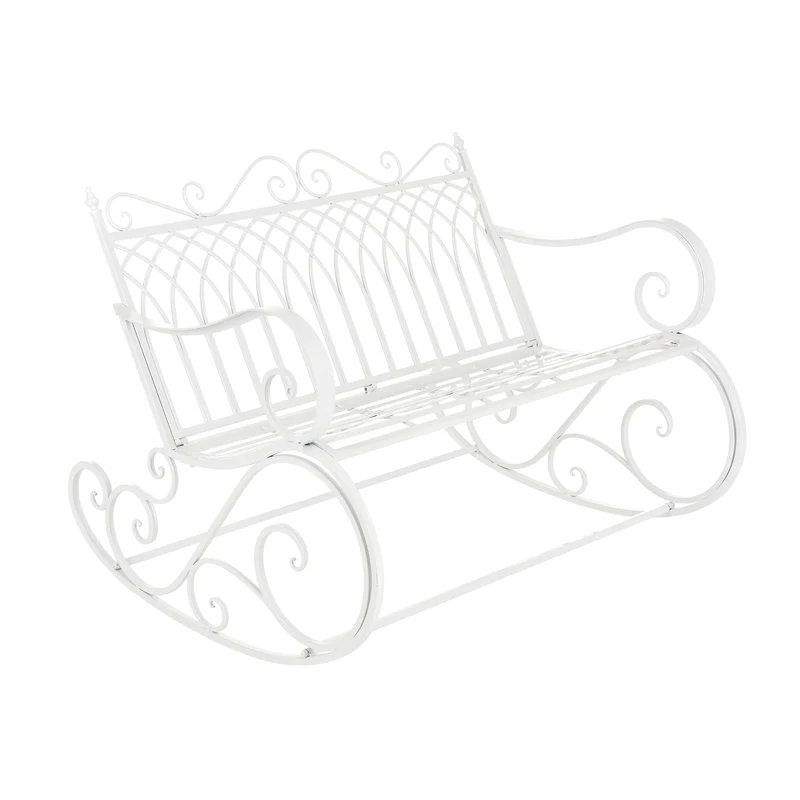 Banc à bascule vintage métal 85 x 113 x 95 cm blanc 03_0008973