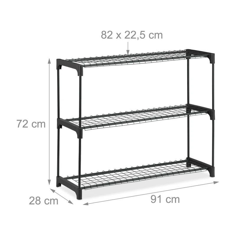 Étagère à plantes intérieur moderne 3 niveaux 60 x 30 x 80 cm en plastique noir 13_0014982