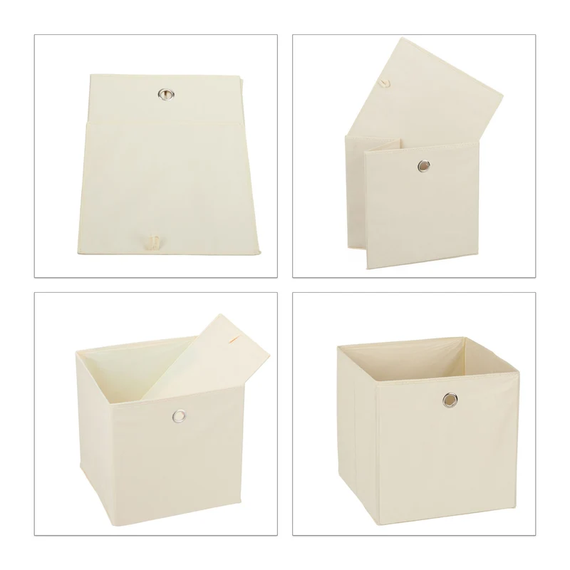 Lot de 4 bacs de rangement pliables pratiques chambre salon 30 x 30 x 30 cm en tissu gris 13_0014538