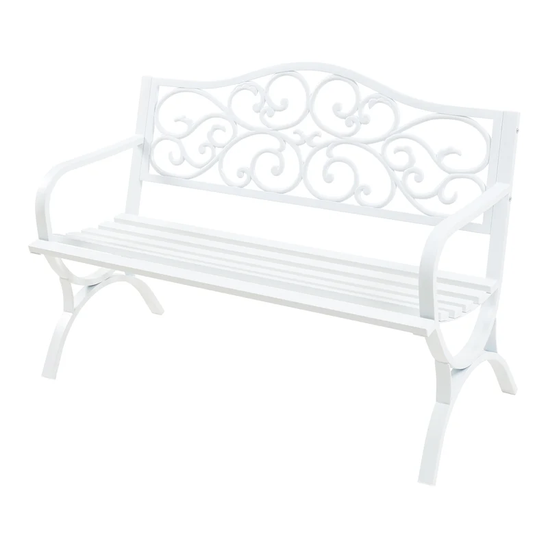 Banc de jardin 127 x 53 x 79 cm acier blanc 03_0008963