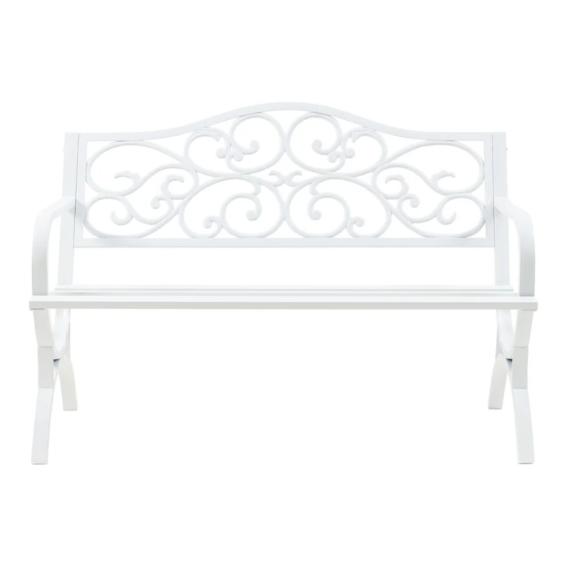 Banc de jardin 127 x 53 x 79 cm acier blanc 03_0008963