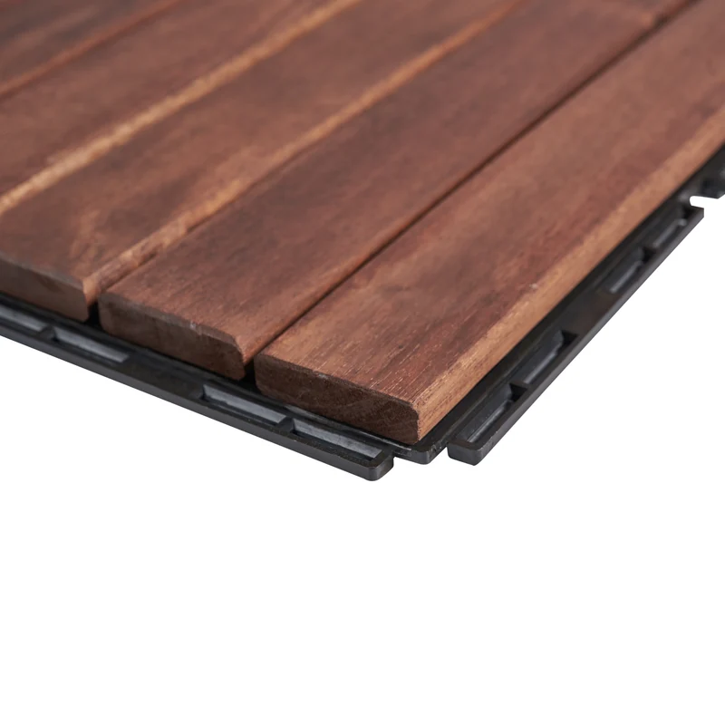 Set de 10 dalles de jardin bois d'acacia 6 lattes 0,9 m² marron 03_0010552