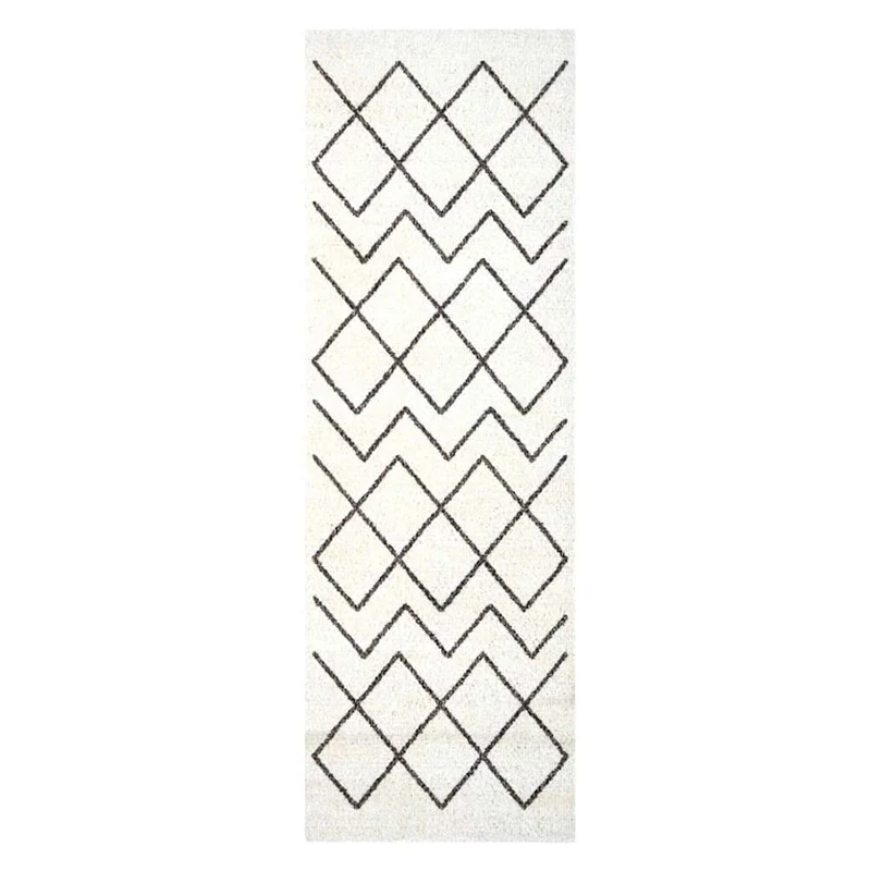Tapis de cuisine rectangulaire antidérapant moderne 180 x 60 cm en velours blanc 02_0058981