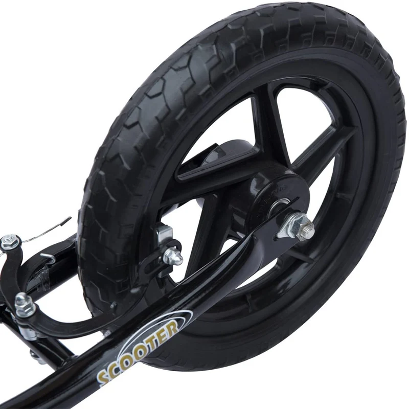 Trottinette pour enfants 5-12 ans 2 roues 120 x 52 x 88 cm guidon réglable frein arrière moderne tendance en acier noir 21_0000675