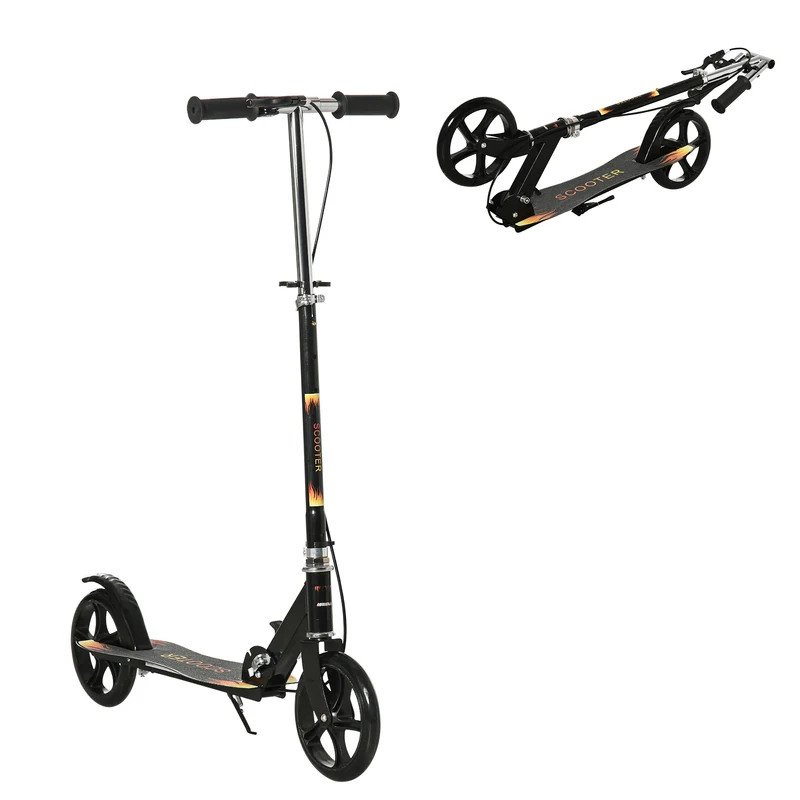 Trottinette pliable pour enfant 86 x 35 x 93-103 cm guidon 3 positions double frein antidérapant moderne en métal noir 21_0000681