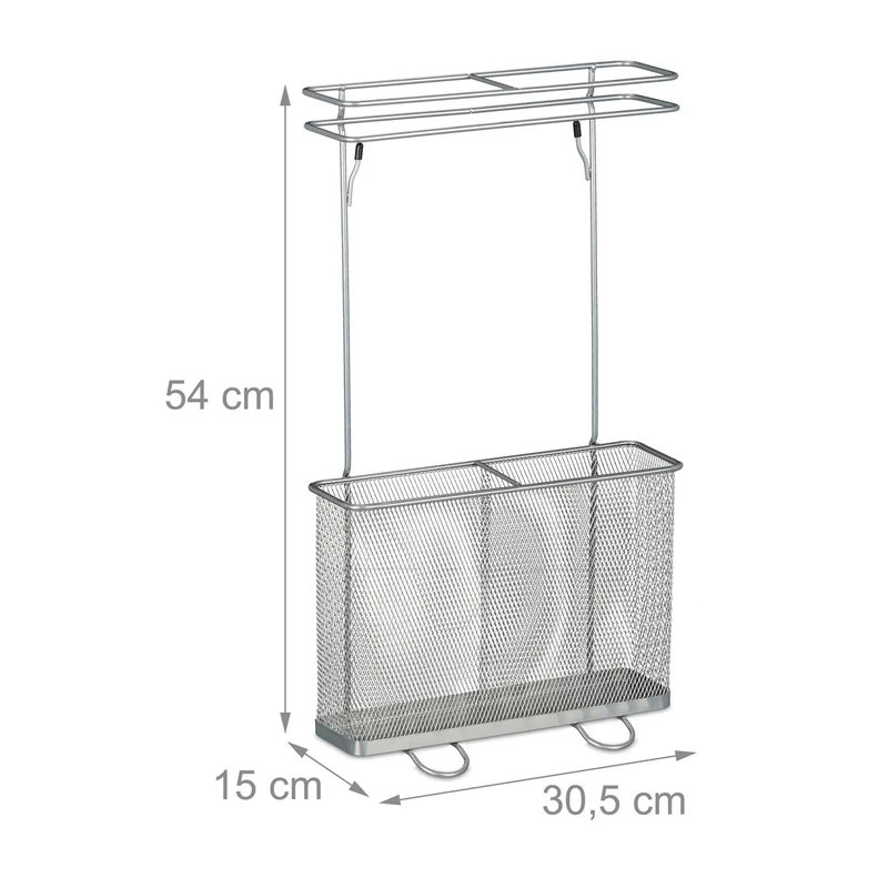 Porte-parapluie métallique design moderne pour entrée bureau 54 x 30,5 x 15 cm en acier noir 13_0014124