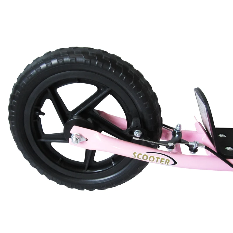 Trottinette enfant 2 roues jardin 120 x 52 x 88 cm guidon réglable plateau antidérapant moderne léger en acier rose 21_0000677