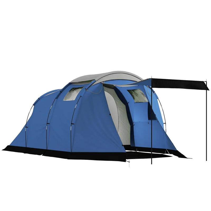 Tente de camping tunnel 460 x 260 x 190 cm imperméable 3000 mm auvent spacieux design moderne en polyester bleu foncé 21_0006570