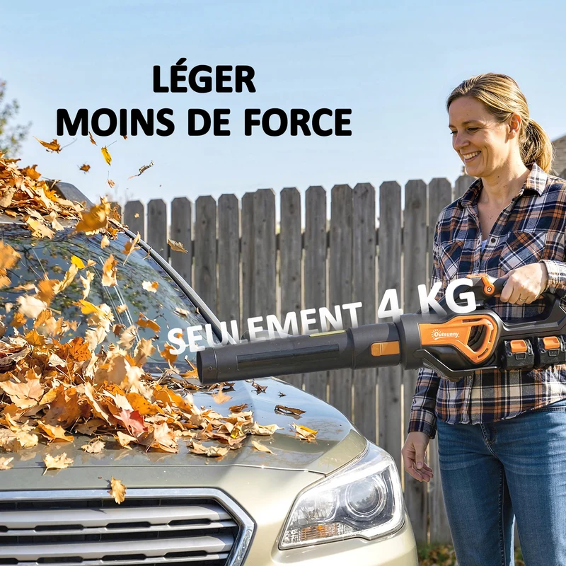 Souffleur de feuilles sans fil de jardin 102 x 22 x 16 cm puissant 15.2 m³/min léger moderne contemporain en PP orange 21_0005669