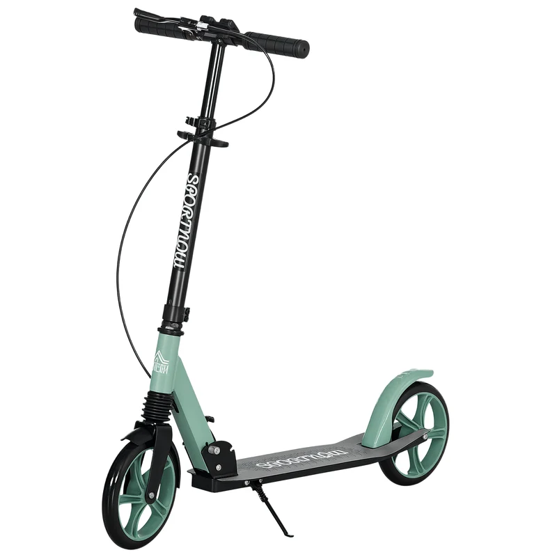Trottinette pliable pour adultes 91 x 36 x 104 cm guidon réglable double frein design contemporain en aluminium vert 21_0006948