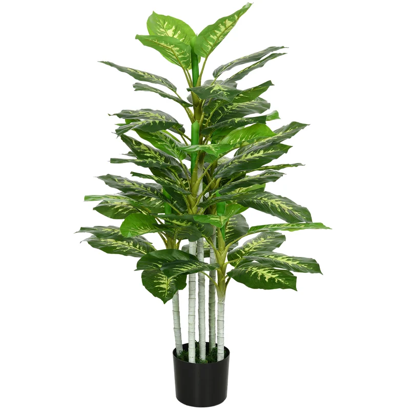 Plante artificielle calathea hauteur 120 cm sans entretien feuillage réaliste salon design contemporain en plastique vert 21_0001237