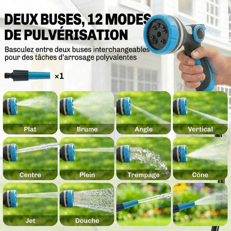 Enrouleur tuyau arrosage mural 55 x 31 x 50 cm auto rétractable poignée portable jardin moderne contemporain en PP bleu 21_0005662