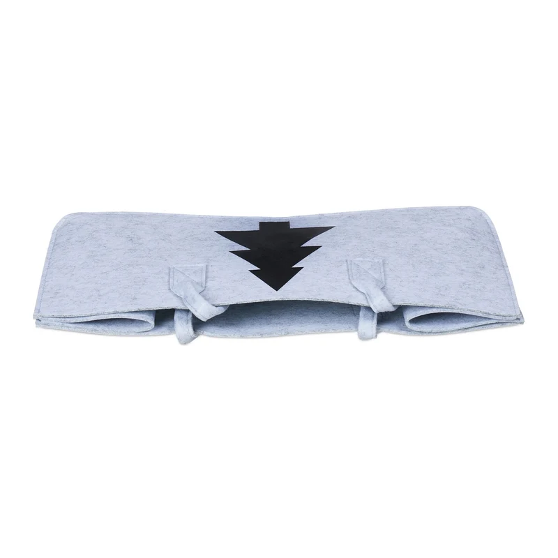Panier à bûches design chaleureux rangement jouets 40 x 30 x 30 cm en feutre gris 13_0014114