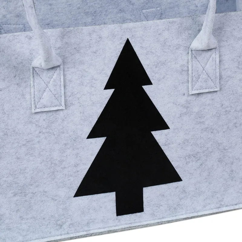 Panier à bûches design chaleureux rangement jouets 40 x 30 x 30 cm en feutre gris 13_0014114