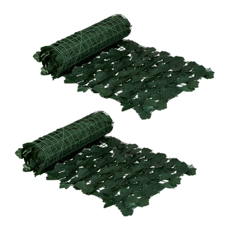 Lot de 12 brise-vues décoratifs immatériels 50 x 50 cm en polyester vert foncé 13_0014622