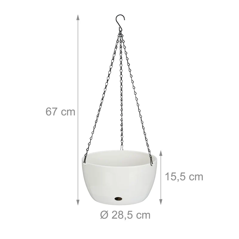 Lot de 2 pots de fleurs suspendus auto-arrosants jardin 30 x 30 x 20 cm en plastique blanc 13_0014786