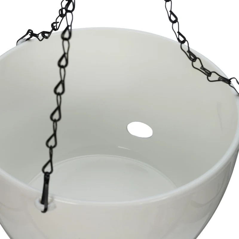 Lot de 2 pots de fleurs suspendus auto-arrosants jardin 30 x 30 x 20 cm en plastique blanc 13_0014786