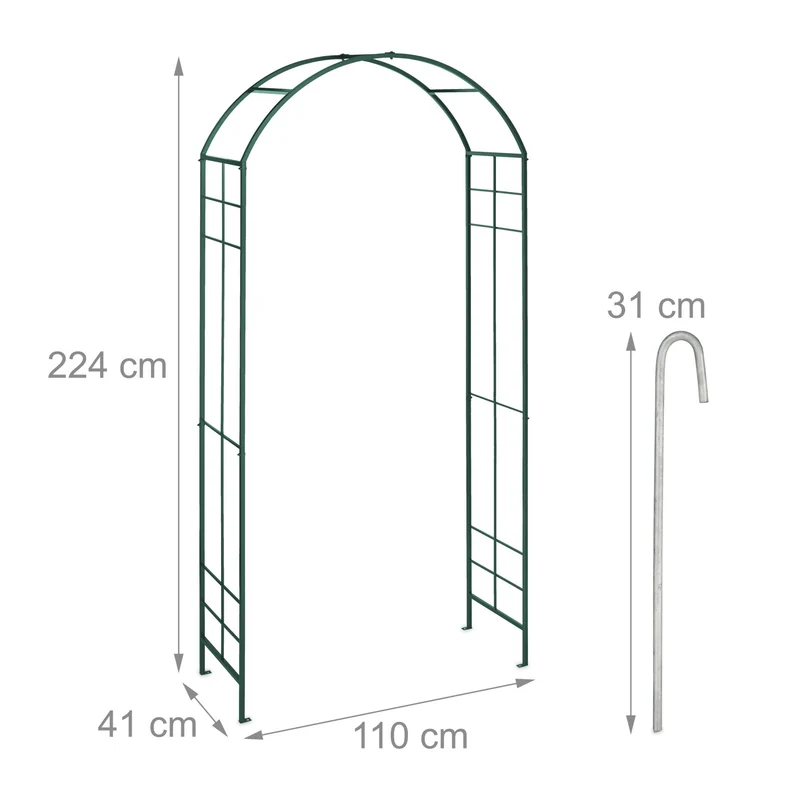 Arche à rosiers en métal décorative jardin 240 x 150 x 30 cm support pour plantes grimpantes en fer noir 13_0014978