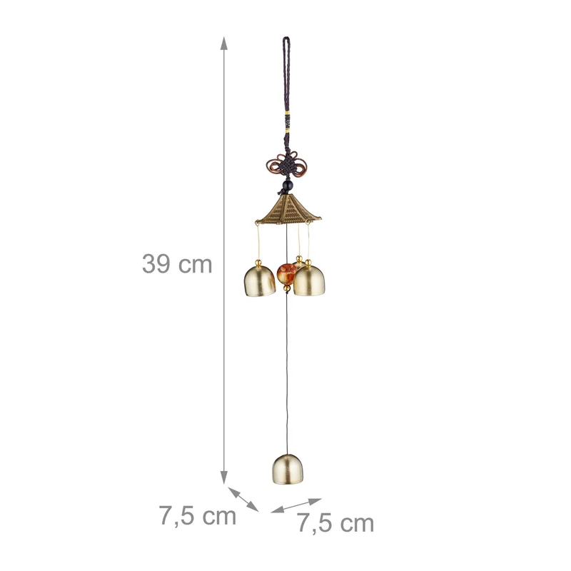 Lot de 2 carillons à vent décoratifs suspendus jardin balcon 60 x 10 cm ambiance zen en métal noir 13_0014405