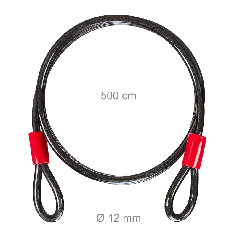 Câble antivol flexible sécuritaire 1 m hauteur 12 mm pour vélos poussettes meubles de jardin en acier noir 13_0014085