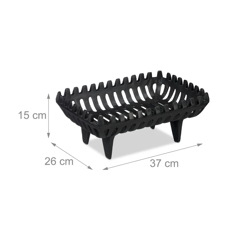 Grille porte-bûches pour cheminée avec pieds espace pour circulation air 45 x 30 x 30 cm en fonte noir 13_0014423