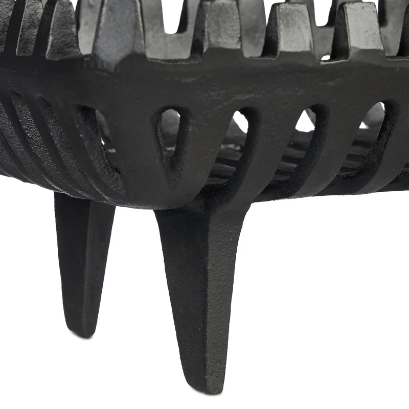 Grille porte-bûches pour cheminée avec pieds espace pour circulation air 45 x 30 x 30 cm en fonte noir 13_0014423